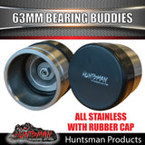 2x 63mm TRAILER CARAVAN STAINLESS STEEL BEARING PROTECTORS. BEARING BUDDYS