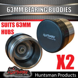 2x 63mm TRAILER CARAVAN STAINLESS STEEL BEARING PROTECTORS. BEARING BUDDYS