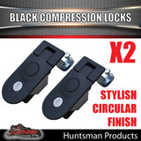 x2 Large Black Compression Lock Rounded End. Tool Box Camper Tradesman Trailer