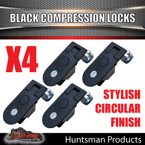 x4 Large Black Compression Lock Rounded End for Tool Box Camper Tradesman Trailer