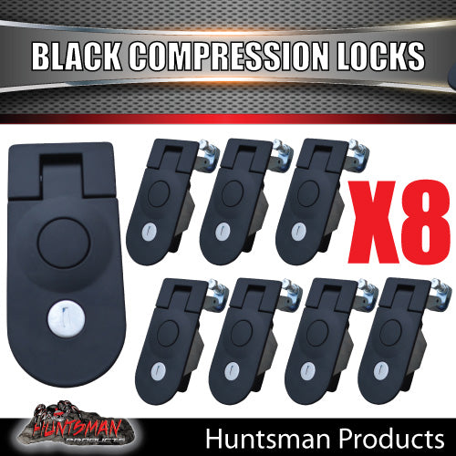 x8 Large Black Compression Lock Rounded End for Tool Box Camper Tradesman Trailer