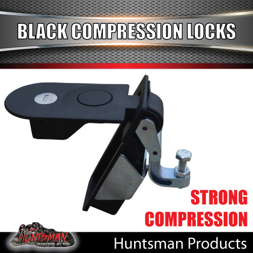 x4 Large Black Compression Lock Rounded End for Tool Box Camper Tradesman Trailer