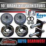 6 Stud 10" Trailer Electric Brake Kit + 45MM Sleeve Stub Axles Japanese Bearings