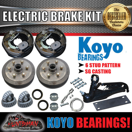 10" 6 Stud Trailer Electric Brake & Coupling Kit + Japanese Bearings!.