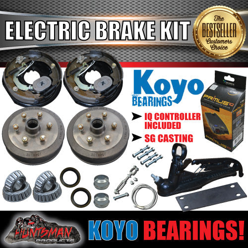 6 Stud 10" Trailer Electric Brake & Coupling Kit & IQ Controller. KOYO Bearings.