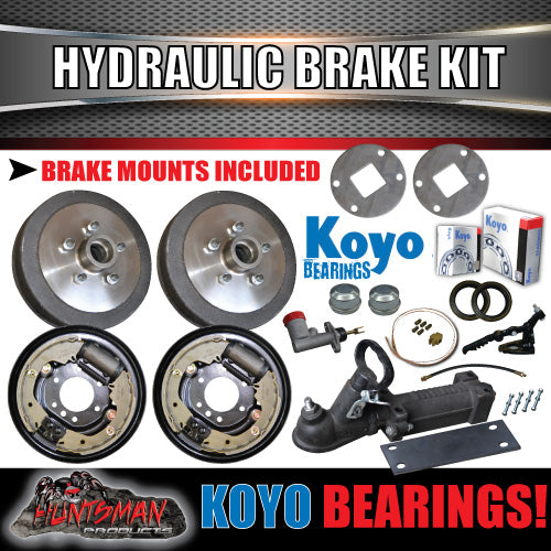 9" Trailer Hydraulic Drum Brake + Coupling & Fitting Kit. koyo Bearings