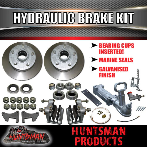 10" Trailer 5 Stud Hydraulic Disc Brake Kit + Full coupling & hyd Line kit,.