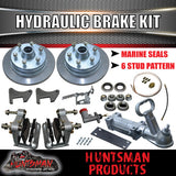 12" Trailer 6 Stud Hydraulic Disc Brake Kit With Full coupling & hyd Line kit