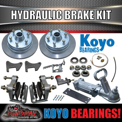 12" Trailer 6 Stud Hydraulic Disc Brake Kit, coupling & hyd Line kit. Jap Bearings