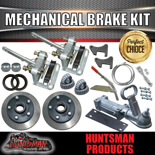 10" Trailer Mechanical Disc Brake & Coupling Kit Caravan. Natural S.G Cast Discs