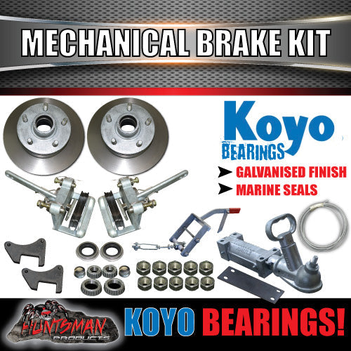 10" Galvanised 5 Stud Boat Trailer Mechanical Disc Brake & coupling kit. Japanese Bearings