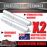 x2 200mm x 23mm Aluminium Greasable Bullet Hinge