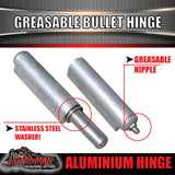 x2 200mm x 23mm Aluminium Greasable Bullet Hinges