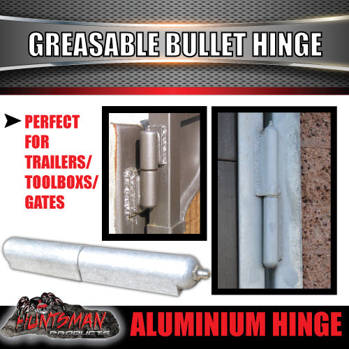 x2 200mm x 23mm Aluminium Greasable Bullet Hinge