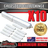 x10 200mm x 23mm Aluminium Greasable Bullet Hinges