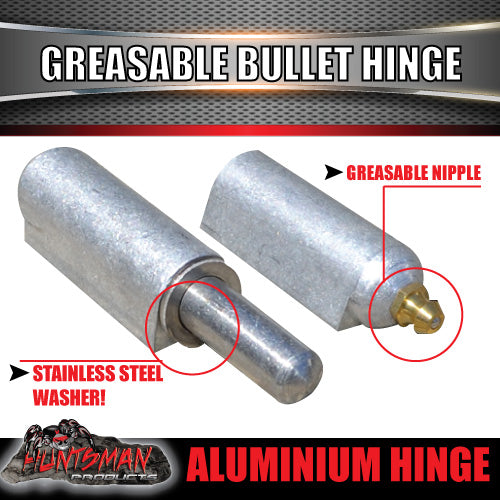x2 80mm x 13mm Aluminium Greasable Bullet Hinges