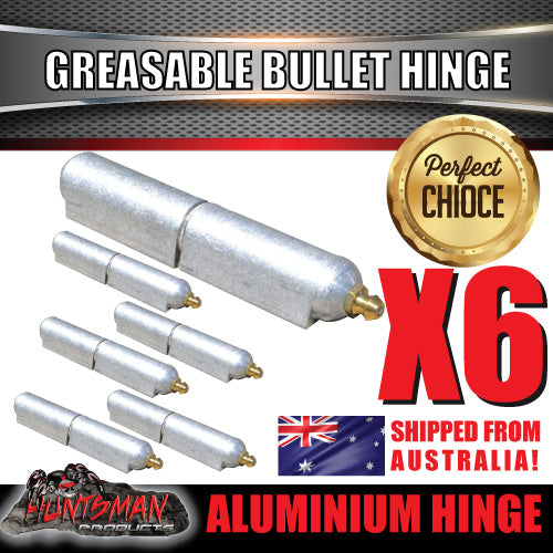 x6 80mm x 13mm Aluminium Greasable Bullet Hinges