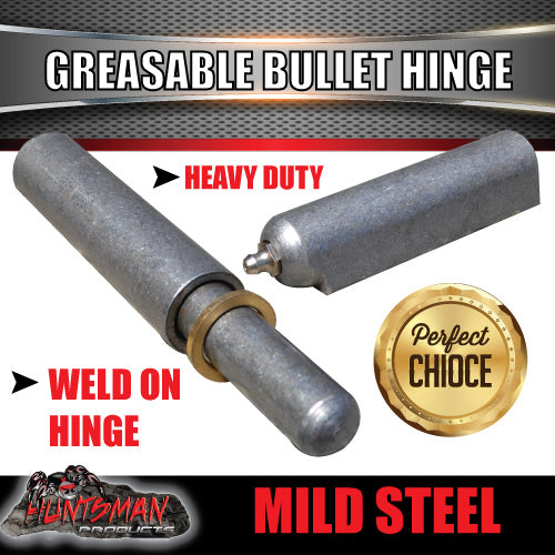 x8 Steel Greasable Bullet Hinge Steel Pin & Brass Washer 200mm x 23mm