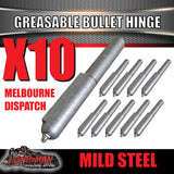 X10 GREASABLE BULLET HINGE WITH STEEL PIN & BRASS WASHER. 16mm x 100mm. WELDABLE.