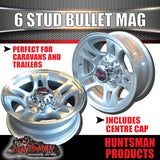 16x6 6 Stud Bullet Caravan Trailer Alloy Mag Wheel.