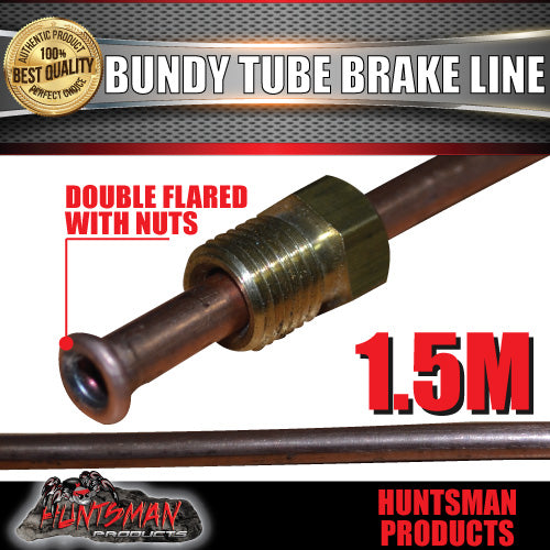 1x TRAILER BUNDY TUBE HYDRAULIC BRAKE LINE & NUTS 1.5 METRES. DOUBLE FLARED