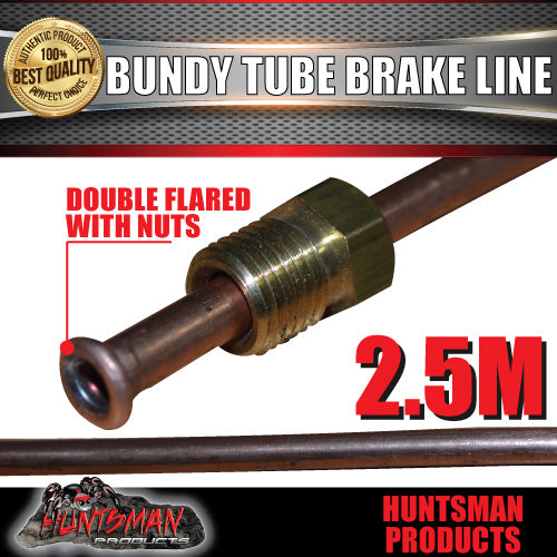 1x TRAILER BUNDY TUBE HYDRAULIC BRAKE LINE & NUTS 2.5 METRES. DOUBLE FLARED