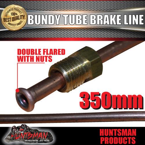 1x TRAILER BUNDY TUBE HYDRAULIC BRAKE LINE AND NUTS 350MM. DOUBLE FLARED