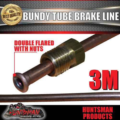 1x TRAILER BUNDY TUBE HYDRAULIC BRAKE LINE & NUTS 3 METRE. DOUBLE FLARED