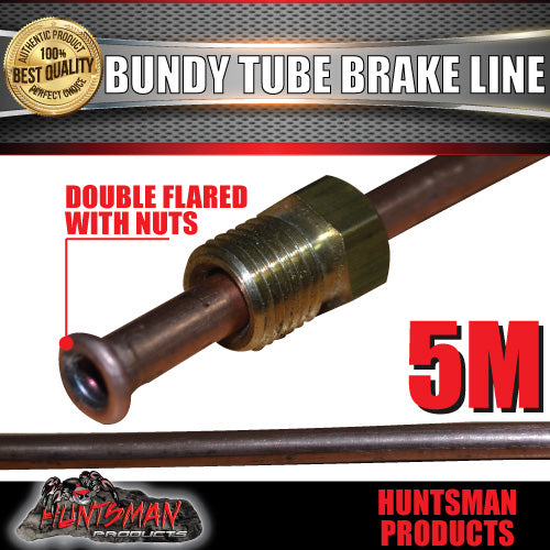 1x TRAILER BUNDY TUBE HYDRAULIC BRAKE LINE & NUTS 5 METRE. DOUBLE FLARED