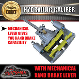 Pair Hydraulic Disc Brake Calipers with mechanical park brake levers.