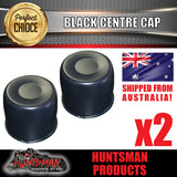 2X BLACK WHEEL RIM CAPS 108-115MM CENTER TO SUIT TRAILER CAMPER 4X4 STEEL WHEELS