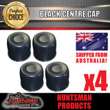 4X BLACK WHEEL RIM CAPS 108-115MM CENTER TO SUIT TRAILER CAMPER 4X4 STEEL WHEELS