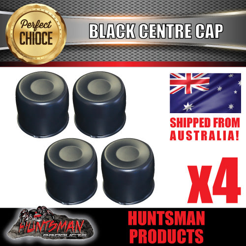 4X BLACK WHEEL RIM CAPS TO SUIT FORD HQ 83MM-86MM CENTRE TRAILER CAMPER STEEL RIMS