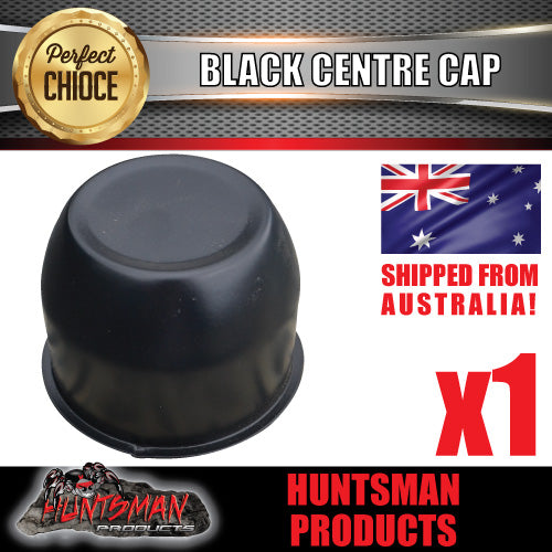 BLACK WHEEL CENTRE CAP- 75MM.  SUIT HT STEEL WHEELS