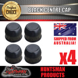 4X BLACK WHEEL CAPS 75MM CENTER TO SUIT HT HK HJ TRAILER CAMPER STEEL WHEELS