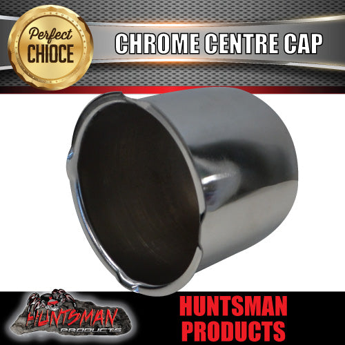 CHROME WHEEL CENTRE CAP- 108.7MM - 115MM SUIT LANDCRUISER TRAILER WHEEL