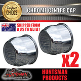 2X CHROME WHEEL CENTRE CAP- 75MM SUITS HT TRAILER WHEEL