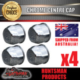 4X CHROME WHEEL CENTRE CAP- 75MM SUIT HT TRAILER RIM