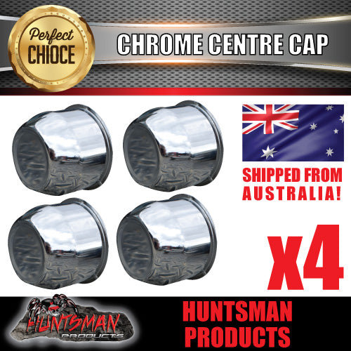 4X CHROME WHEEL CENTRE CAP- 75MM SUIT HT TRAILER RIM