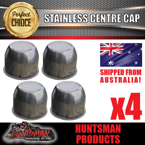 4X STAINLESS STEEL WHEEL CENTRE CAP- 74MM