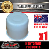 WHITE WHEEL CENTRE CAP- SUIT 108.7 -113MM CENTRE BORE