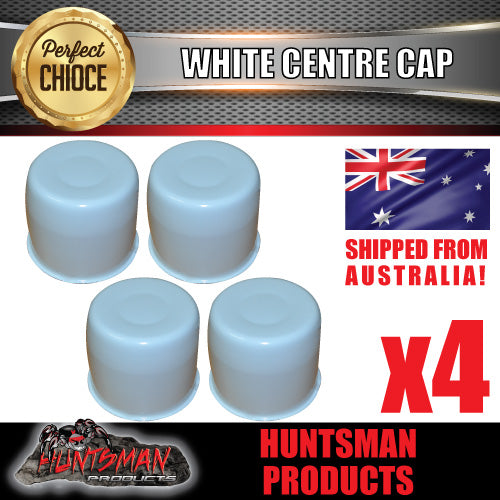 4X WHITE WHEEL CENTRE CAP- SUIT 108.7 -113MM CENTRE BORE