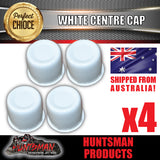 4X WHITE WHEEL CENTRE CAP- 83MM-86MM WHEEL CENTRES