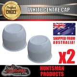 2X WHITE WHEEL CENTRE CAP- 74MM