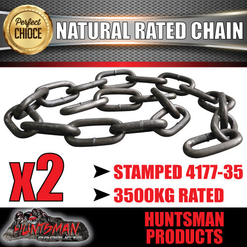 2X 13mm x 600mm trailer caravan rated safety chain natural finish. 4177-35 Stamped