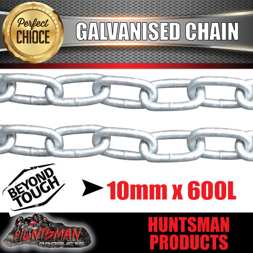 2x 10mm trailer caravan rated safety chain galvanised finish.  4177-35 Stamped