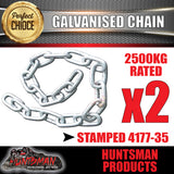 2x 10mm trailer caravan rated safety chain galvanised finish.  4177-35 Stamped