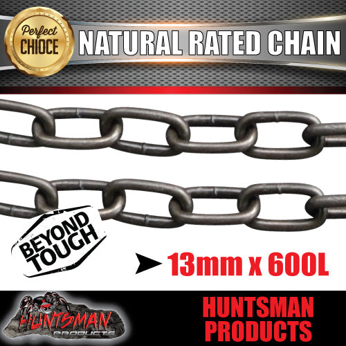 2X 13mm x 600mm trailer caravan rated safety chain natural finish. 4177-35 Stamped