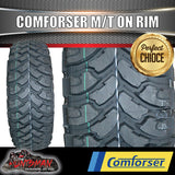 245/75R16 L/T Comforser Mud tyre on 16" black steel wheel. 245 75 16