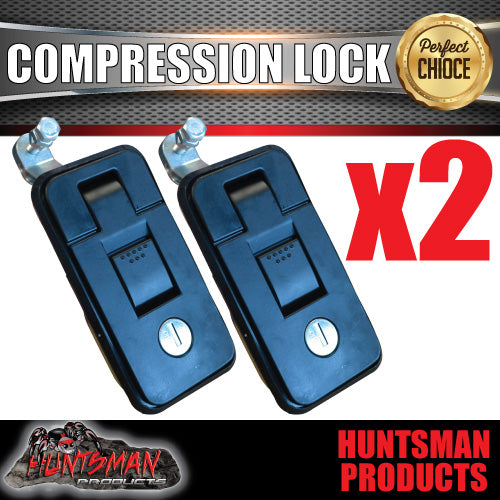 x2 Large Black Compression Locks Push Latch for Tool Box, Camper Trade ...